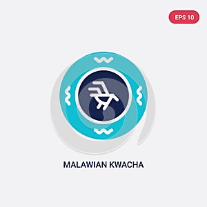 Two color malawian kwacha vector icon from africa concept. isolated blue malawian kwacha vector sign symbol can be use for web,