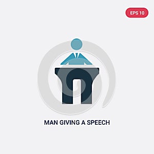 Two color man giving a speech vector icon from people concept. isolated blue man giving a speech vector sign symbol can be use for
