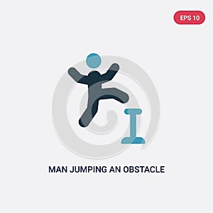 Two color man jumping an obstacle vector icon from sports concept. isolated blue man jumping an obstacle vector sign symbol can be