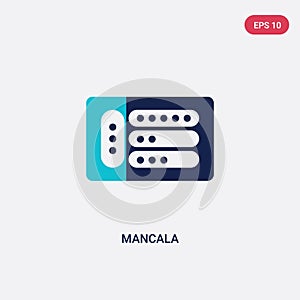 Two color mancala vector icon from entertainment concept. isolated blue mancala vector sign symbol can be use for web, mobile and