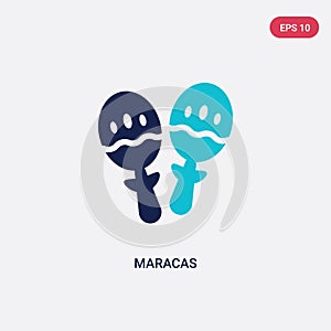 Two color maracas vector icon from brazilia concept. isolated blue maracas vector sign symbol can be use for web, mobile and logo photo