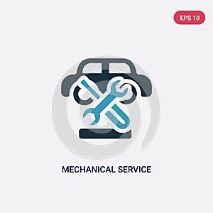 Two color mechanical service of a car vector icon from mechanicons concept. isolated blue mechanical service of a car vector sign