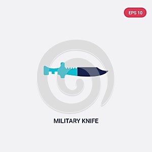 Two color military knife vector icon from army and war concept. isolated blue military knife vector sign symbol can be use for web