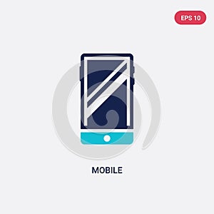 Two color mobile vector icon from blogger and influencer concept. isolated blue mobile vector sign symbol can be use for web,