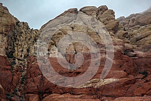 two color mountain at red rock canyon national park in Foggy day at nevada,USA