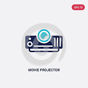 Two color movie projector front view vector icon from cinema concept. isolated blue movie projector front view vector sign symbol