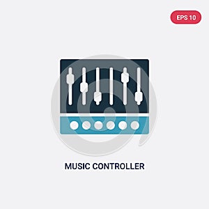 Two color music controller vector icon from multimedia concept. isolated blue music controller vector sign symbol can be use for