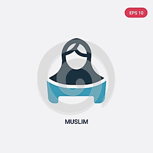 Two color muslim vector icon from religion concept. isolated blue muslim vector sign symbol can be use for web, mobile and logo.