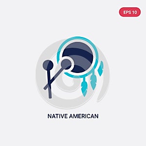 Two color native american drum vector icon from culture concept. isolated blue native american drum vector sign symbol can be use