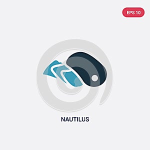 Two color nautilus vector icon from music concept. isolated blue nautilus vector sign symbol can be use for web, mobile and logo.