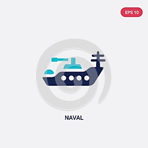 Two color naval vector icon from army and war concept. isolated blue naval vector sign symbol can be use for web, mobile and logo