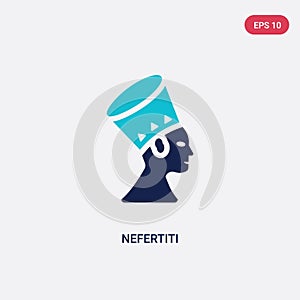 Two color nefertiti vector icon from culture concept. isolated blue nefertiti vector sign symbol can be use for web, mobile and