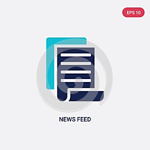 Two color news feed vector icon from general concept. isolated blue news feed vector sign symbol can be use for web, mobile and