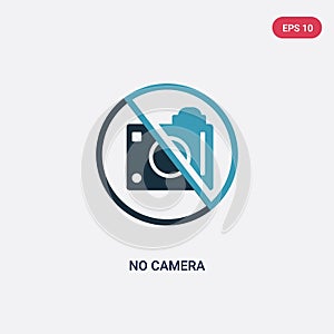 Two color no camera vector icon from signs concept. isolated blue no camera vector sign symbol can be use for web, mobile and logo