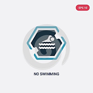 Two color no swimming vector icon from signs concept. isolated blue no swimming vector sign symbol can be use for web, mobile and