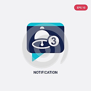 Two color notification vector icon from blogger and influencer concept. isolated blue notification vector sign symbol can be use