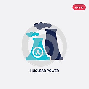 Two color nuclear power vector icon from ecology concept. isolated blue nuclear power vector sign symbol can be use for web,