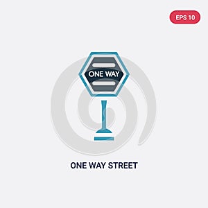 Two color one way street vector icon from signs concept. isolated blue one way street vector sign symbol can be use for web,