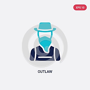 Two color outlaw vector icon from desert concept. isolated blue outlaw vector sign symbol can be use for web, mobile and logo. eps