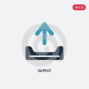 Two color output vector icon from interface concept. isolated blue output vector sign symbol can be use for web, mobile and logo.