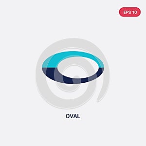 Two color oval vector icon from geometric figure concept. isolated blue oval vector sign symbol can be use for web, mobile and