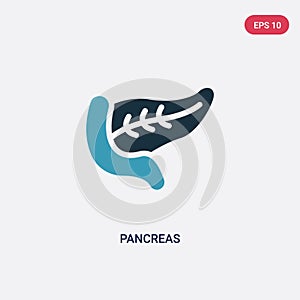 Two color pancreas vector icon from medical concept. isolated blue pancreas vector sign symbol can be use for web, mobile and logo