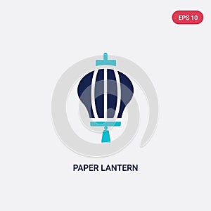 Two color paper lantern vector icon from cultures concept. isolated blue paper lantern vector sign symbol can be use for web,