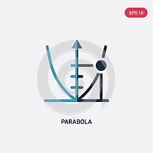 Two color parabola vector icon from shapes concept. isolated blue parabola vector sign symbol can be use for web, mobile and logo