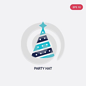 Two color party hat vector icon from entertainment concept. isolated blue party hat vector sign symbol can be use for web, mobile