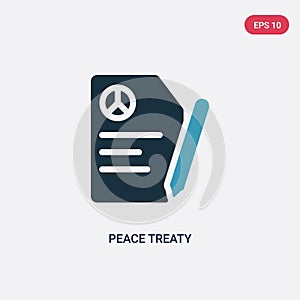 Two color peace treaty vector icon from political concept. isolated blue peace treaty vector sign symbol can be use for web,