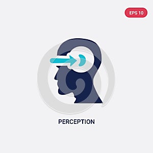 Two color perception vector icon from brain process concept. isolated blue perception vector sign symbol can be use for web,