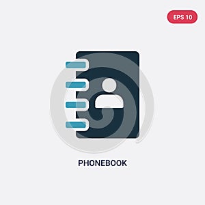 Two color phonebook vector icon from strategy concept. isolated blue phonebook vector sign symbol can be use for web, mobile and