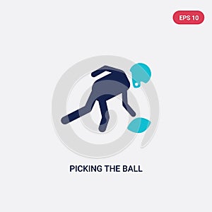 Two color picking the ball vector icon from american football concept. isolated blue picking the ball vector sign symbol can be