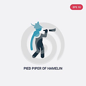 Two color pied piper of hamelin vector icon from music concept. isolated blue pied piper of hamelin vector sign symbol can be use