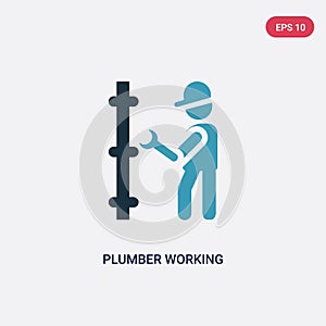 Two color plumber working vector icon from people concept. isolated blue plumber working vector sign symbol can be use for web,