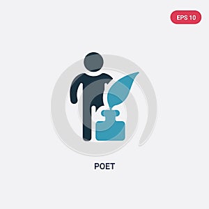 Two color poet vector icon from people skills concept. isolated blue poet vector sign symbol can be use for web, mobile and logo.