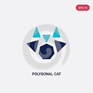 Two color polygonal cat vector icon from geometry concept. isolated blue polygonal cat vector sign symbol can be use for web,