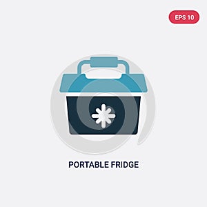 Two color portable fridge vector icon from summer concept. isolated blue portable fridge vector sign symbol can be use for web,