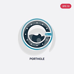 Two color porthole vector icon from nautical concept. isolated blue porthole vector sign symbol can be use for web, mobile and