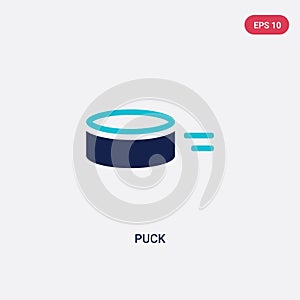 Two color puck vector icon from hockey concept. isolated blue puck vector sign symbol can be use for web, mobile and logo. eps 10