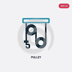 Two color pulley vector icon from science concept. isolated blue pulley vector sign symbol can be use for web, mobile and logo.