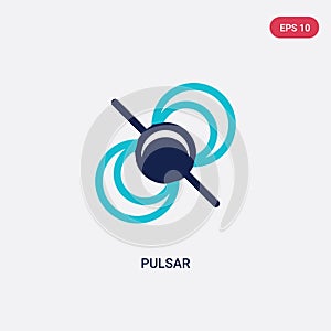 Two color pulsar vector icon from astronomy concept. isolated blue pulsar vector sign symbol can be use for web, mobile and logo.