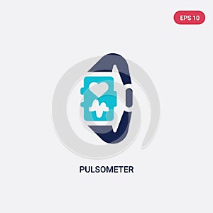 Two color pulsometer vector icon from gym and fitness concept. isolated blue pulsometer vector sign symbol can be use for web,
