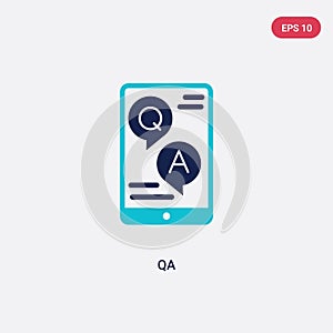 Two color qa vector icon from e-learning and education concept. isolated blue qa vector sign symbol can be use for web, mobile and