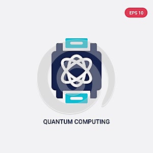Two color quantum computing vector icon from artificial intellegence concept. isolated blue quantum computing vector sign symbol