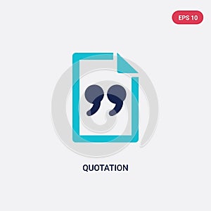Two color quotation vector icon from feedback concept. isolated blue quotation vector sign symbol can be use for web, mobile and