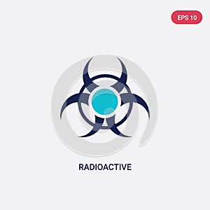 Two color radioactive vector icon from ecology concept. isolated blue radioactive vector sign symbol can be use for web, mobile