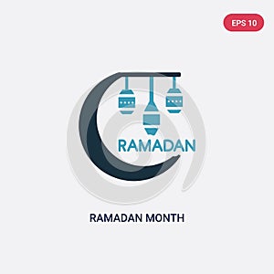 Two color ramadan month vector icon from religion-2 concept. isolated blue ramadan month vector sign symbol can be use for web,