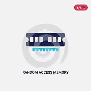 Two color random access memory chip vector icon from computer concept. isolated blue random access memory chip vector sign symbol