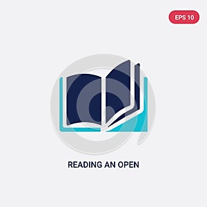 Two color reading an open book vector icon from education concept. isolated blue reading an open book vector sign symbol can be